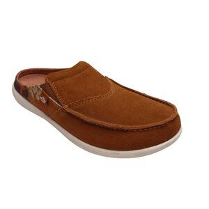 Spenco Siesta Via Cashew Camo Brown Suede Comfort Slip On Slide Mules Womens 9.5